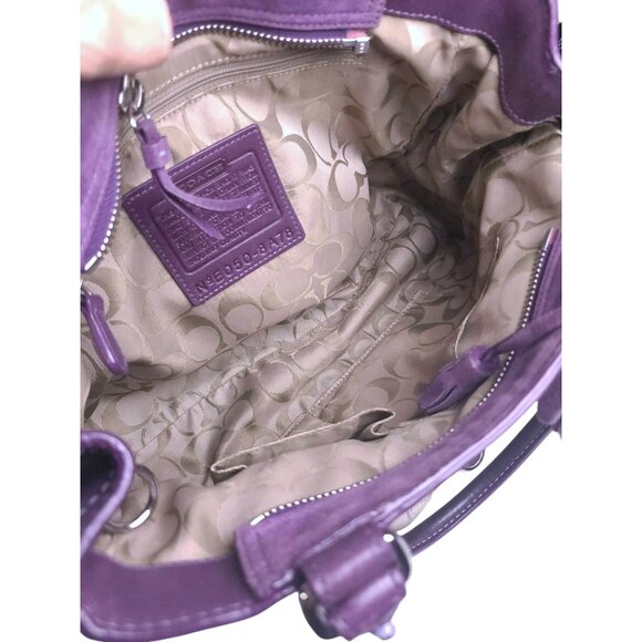 Vintage COACH Y2K Purple Suede Satchel with Wristlet - Picture 11 of 13